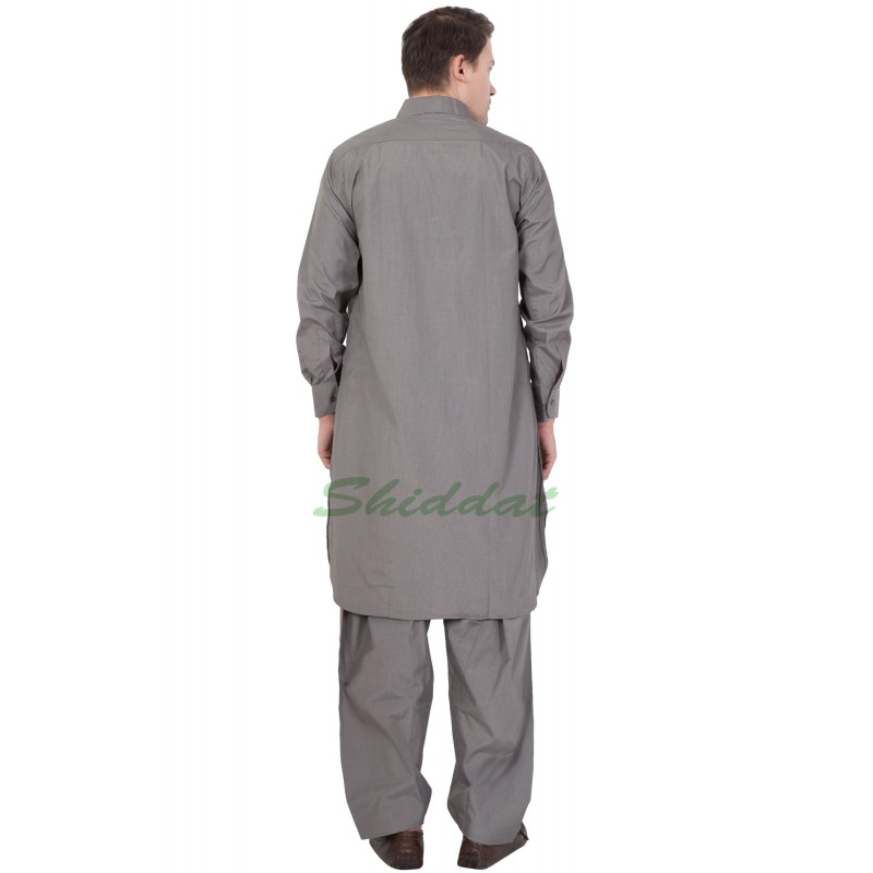 Pathani suit online Dark Grey colored Cotton Fabric